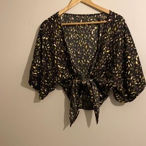 Shop CUB Leaf Print Wrap Top